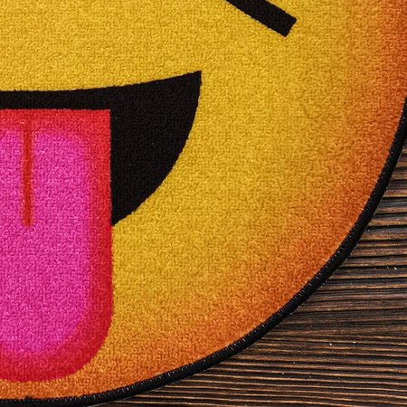Deerlux Emoji Style Round Funny Smiley Face Kids Area Rug, Mask Emoji Rug, 24 x24 QI003874.XS
